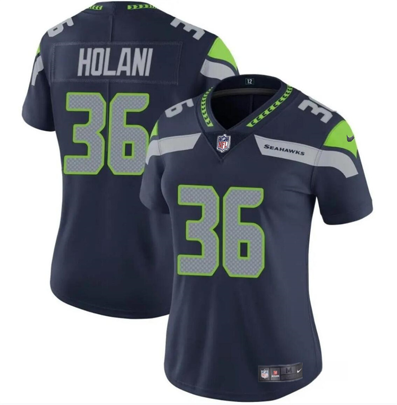 Women's Seattle Seahawks #36 George Holani Navy Vapor Limited Stitched Football Jersey(Run Small) Women's Seattle Seahawks #36 George Holani Navy Vapor Limited Stitched Football Jersey(Run Small)