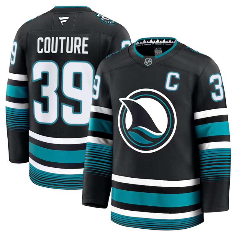 Men's San Jose Sharks Active Player Custom Black 2024-25 Stitched Hockey Jersey