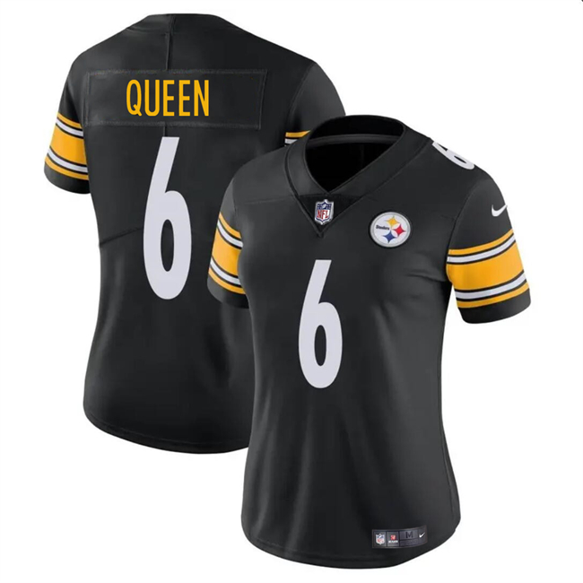 Women's Pittsburgh Steelers #6 Patrick Queen Black Vapor Stitched Football Jersey(Run Small)