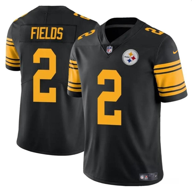 Youth Pittsburgh Steelers #2 Justin Fields Black Color Rush Limited Stitched Football Jersey