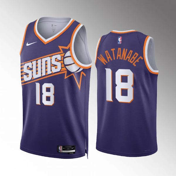 Men's Phoenix Suns #18 Yuta Watanabe Purple Icon Edition Stitched Basketball Jersey