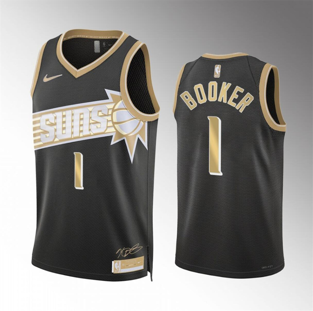 Men's Phoenix Suns #1 Devin Booker Black 2024 Select Series Stitched Basketball Jersey