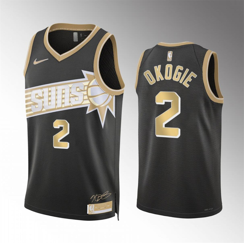 Men's Phoenix Suns #2 Josh Okogie Black 2024 Select Series Stitched Basketball Jersey