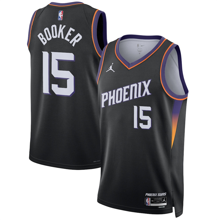 Men's Phoenix Suns #15 Devin Booker Black 2026 Statement Edition Stitched Basketball Jersey Men's Phoenix Suns #15 Devin Booker Black 2026 Statement Edition Stitched Basketball Jersey