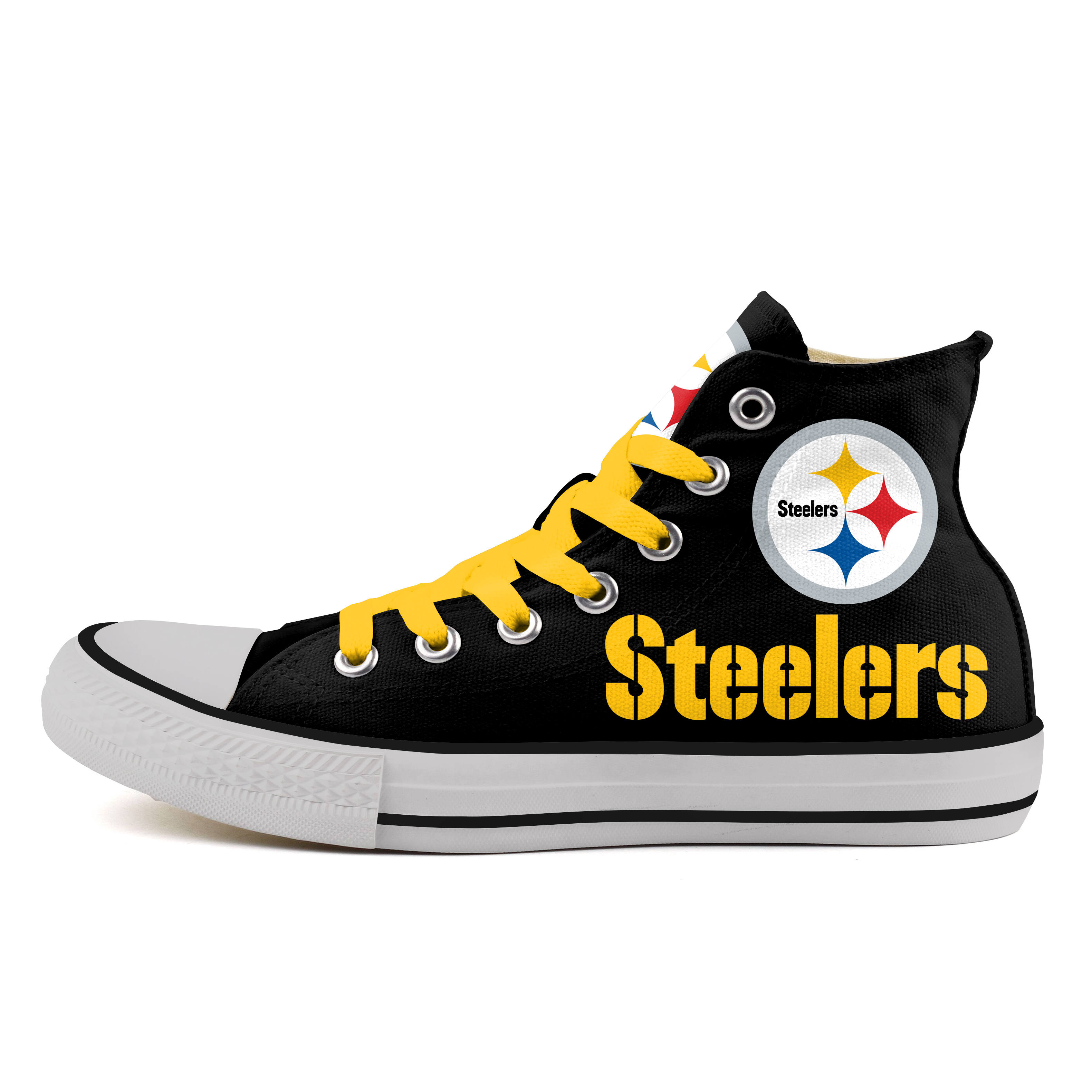 Women's NFL Pittsburgh Steelers Repeat Print High Top Sneakers 007