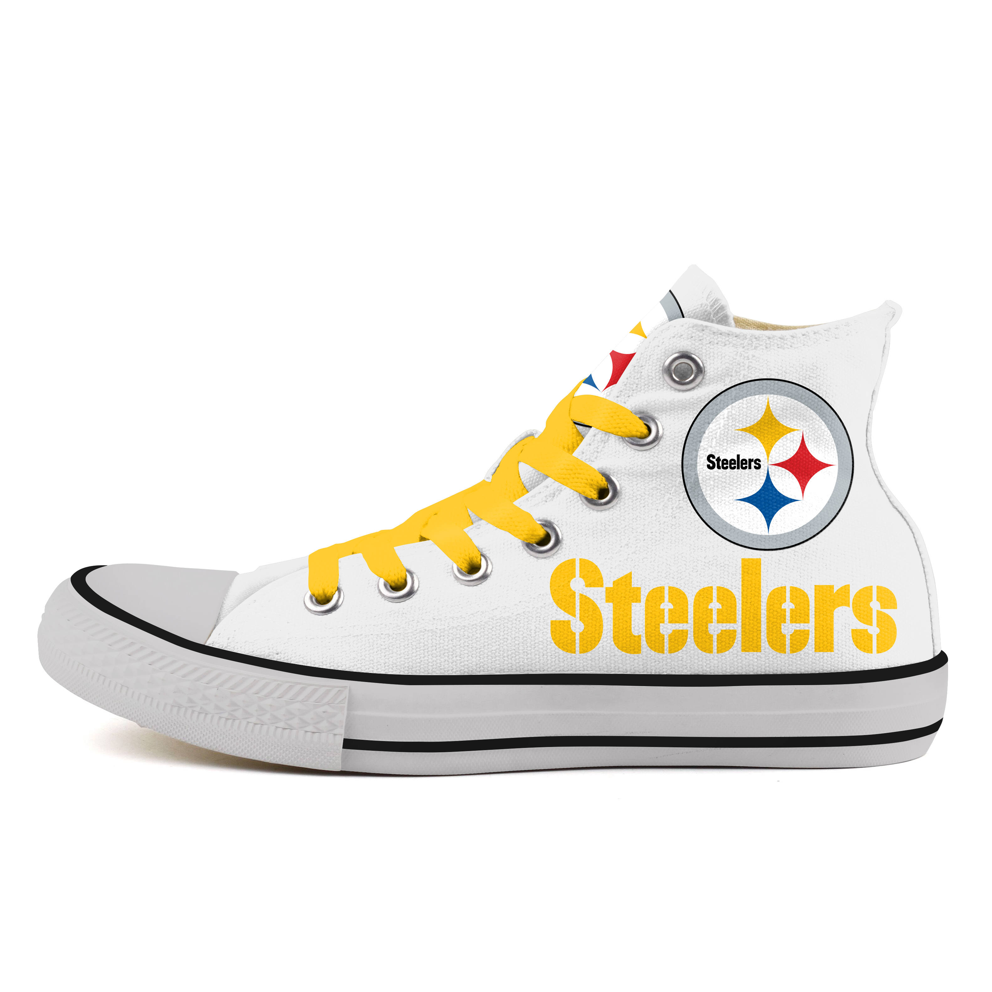 Women's NFL Pittsburgh Steelers Repeat Print High Top Sneakers 009