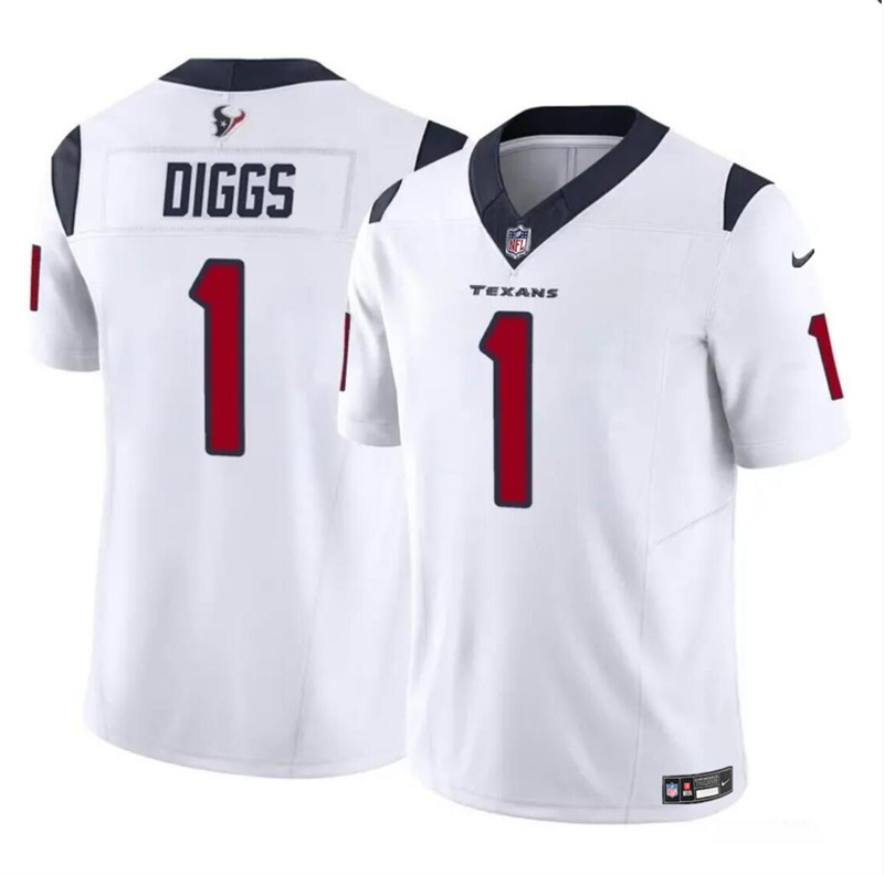 Youth Houston Texans #1 Stefon Diggs White 2024 F.U.S.E Vapor Untouchable Limited Stitched Football Jersey