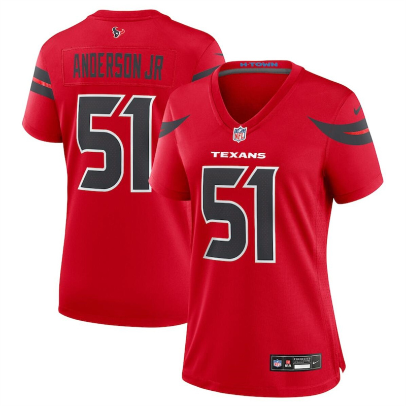 Women's Houston Texans #51 Will Anderson Jr. Red 2024 Alternate Stitched Jersey (Run Small)