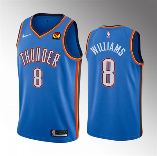 Men's Oklahoma City Thunder #8 Jalen Williams Blue Icon Edition Stitched Basketball Jersey