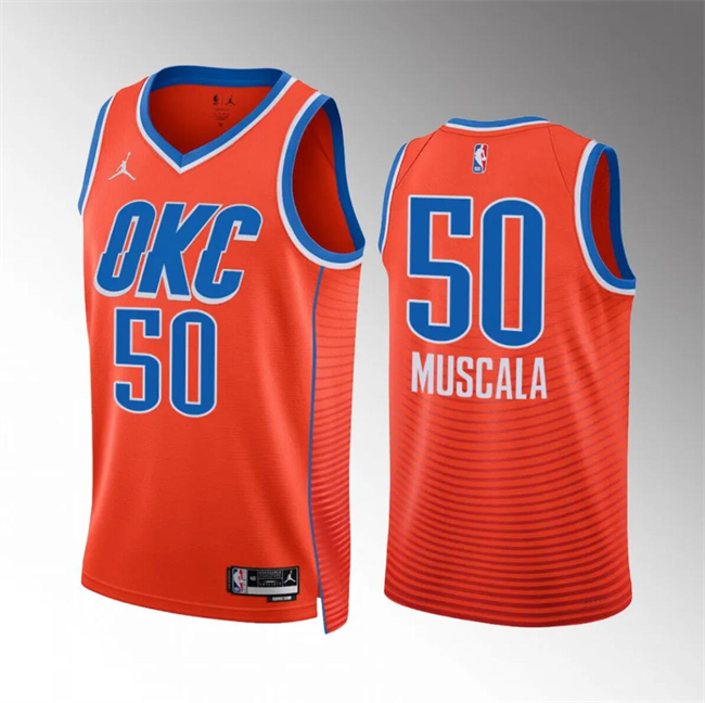 Men's Oklahoma City Thunder #50 Mike Muscala Orange Statement Edition Stitched Basketball Jersey