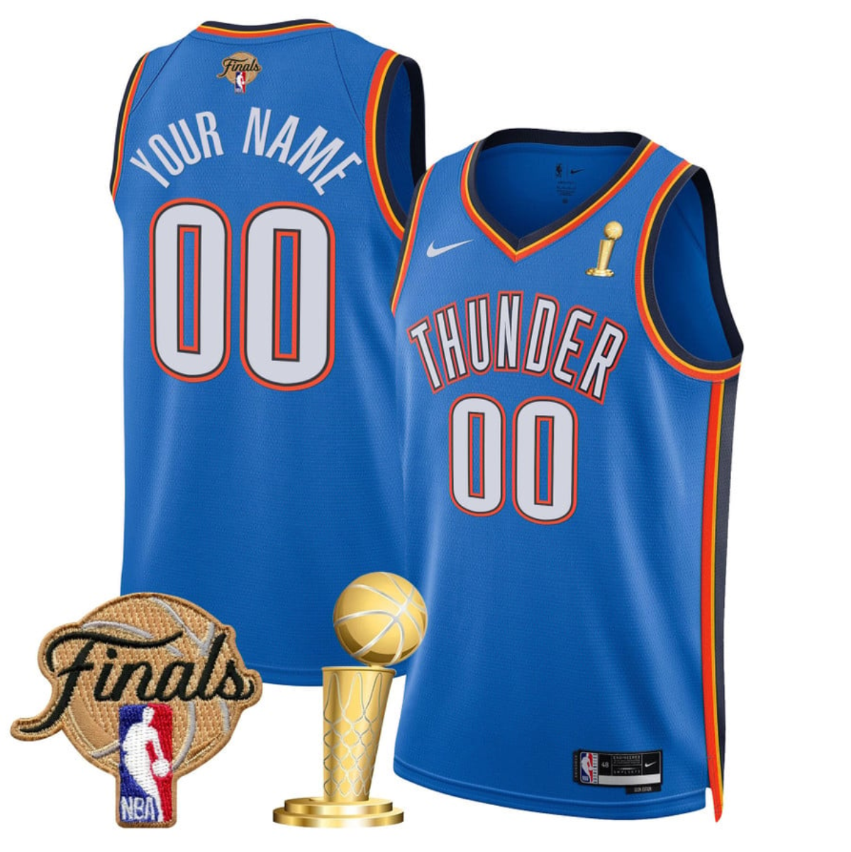 Men's Oklahoma City Thunder Active Player Custom Blue 2025 Finals Champions Icon Edition Stitched Basketball Jersey
