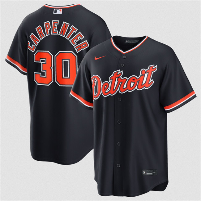 Men's Detroit Tigers #30 Kerry Carpenter Black Alternate Stitched Baseball Jersey Men's Detroit Tigers #30 Kerry Carpenter Black Alternate Stitched Baseball Jersey