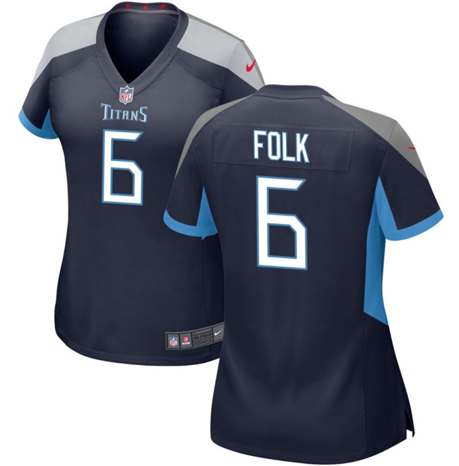 Women's Tennessee Titans #6 Nick Folk Navy Stitched Football Jersey(Run Small)
