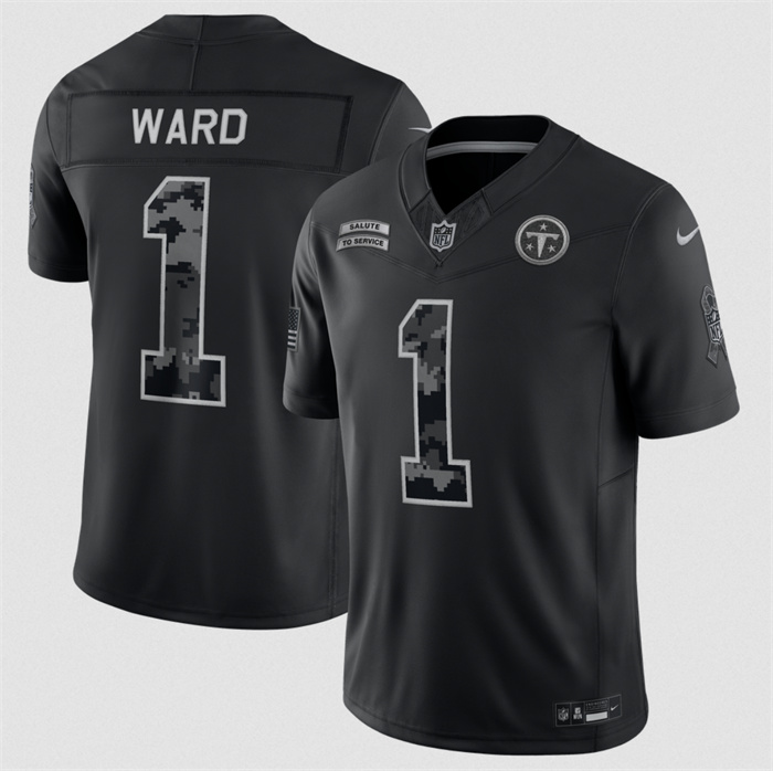 Women's Tennessee Titans #1 Cameron Ward Black 2026 Salute to Service Limited Stitched Football Jersey(Run Small)