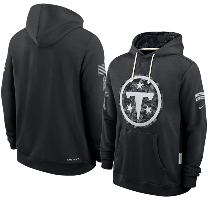 Men's Tennessee Titans Black 2026 Salute to Service Sideline Dri-FIT Pullover Hoodie
