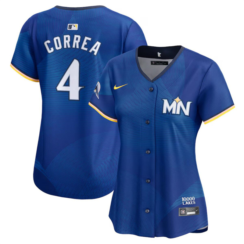 Women's Minnesota Twins #4 Carlos Correa Royal 2024 City Connect Limited Stitched Baseball Jersey(Run Small)