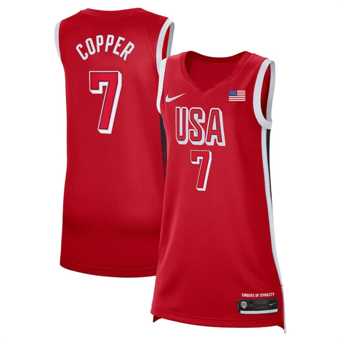 Women's USA Basketball #7 Kahleah Copper Red 2024 Swingman Stitched Jersey
