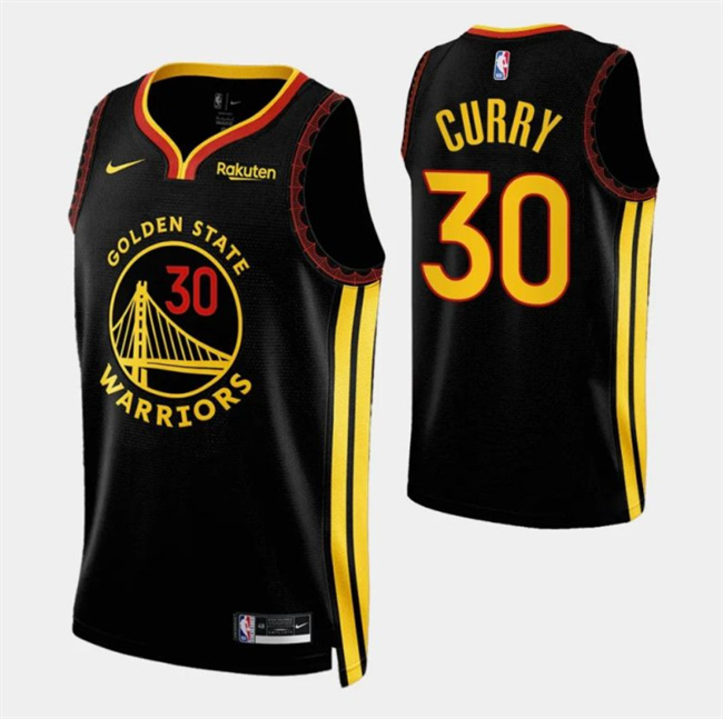 Men's Golden State Warriors #30 Stephen Curry Black 2023/24 City Edition Stitched Basketball Jersey