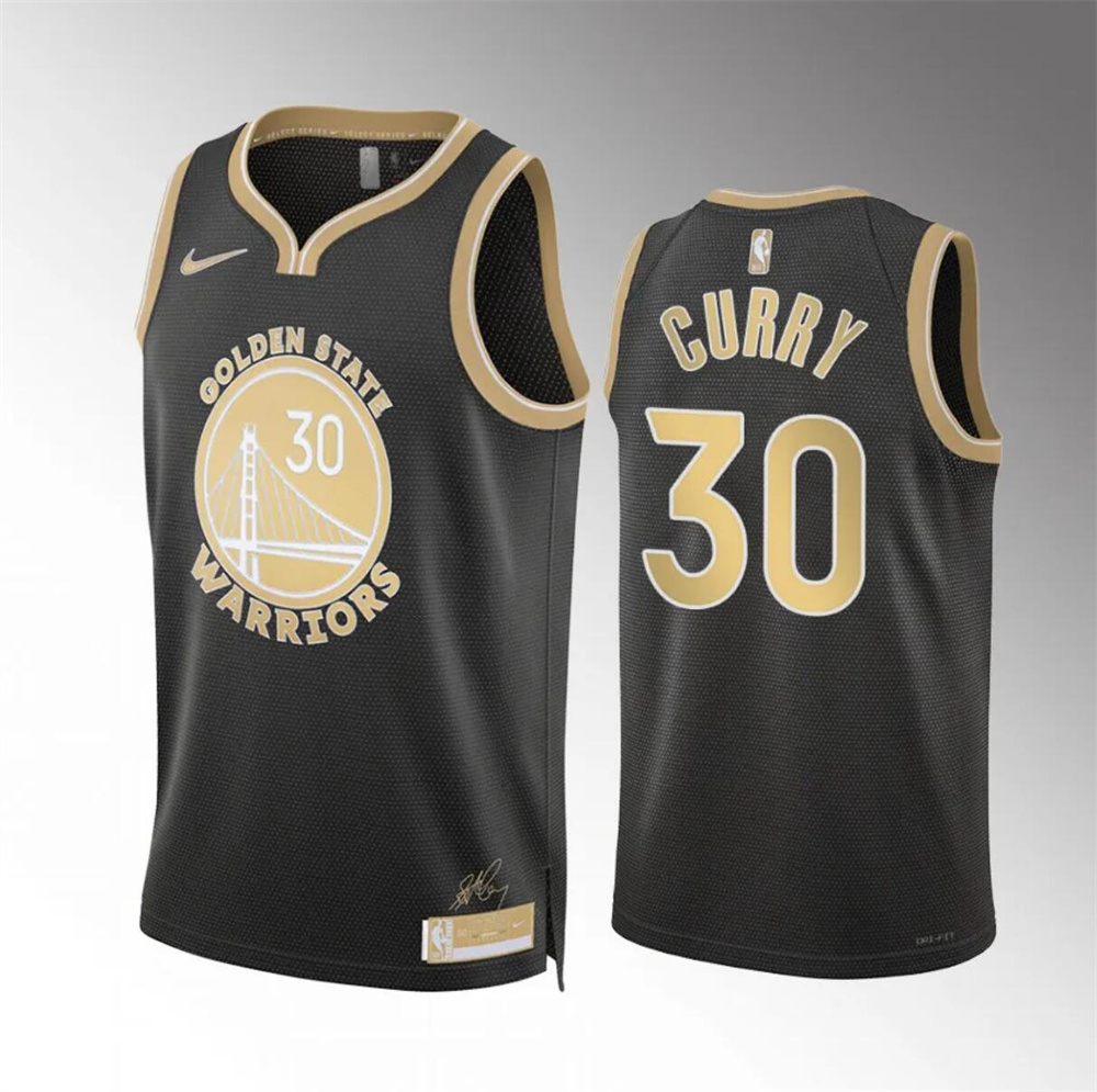 Men's Golden State Warriors #30 Stephen Curry Black 2024 Select Series Stitched Basketball Jersey