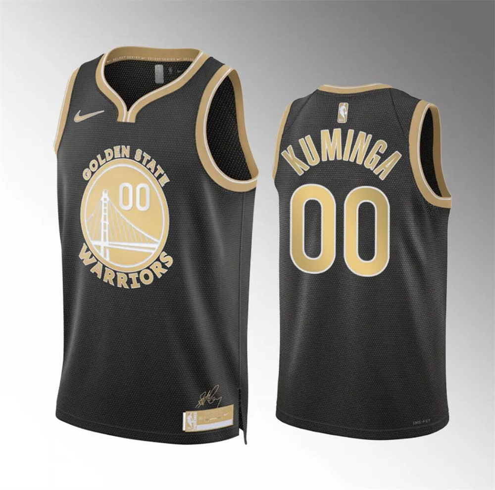 Men's Golden State Warriors #00 Jonathan Kuminga Black 2024 Select Series Stitched Basketball Jersey