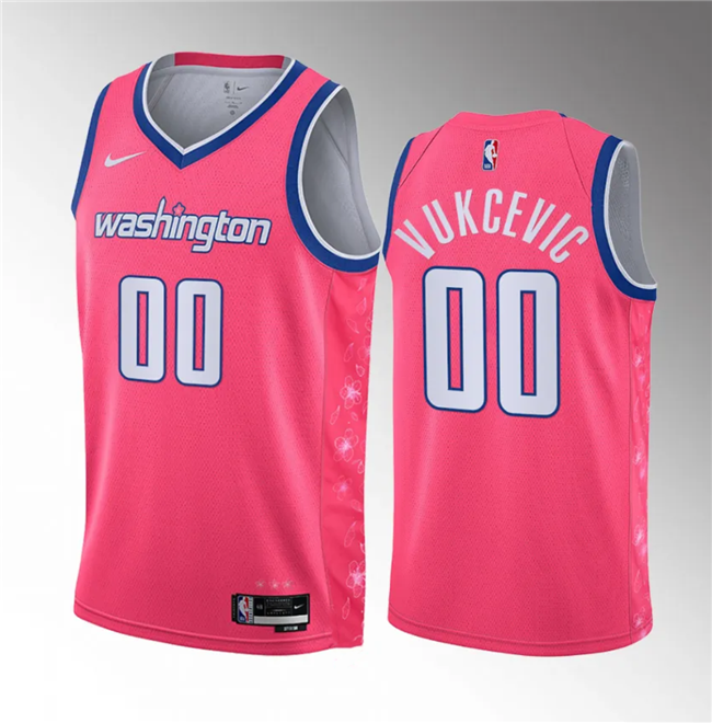 Men's Washington Wizards #00 Tristan Vukcevic Pink 2023 Draft City Edition Stitched Jersey