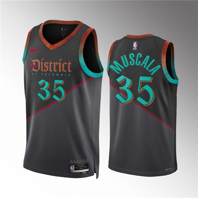Men's Washington Wizards #35 Mike Muscala Black 2023/24 City Edition Stitched Basketball Jersey