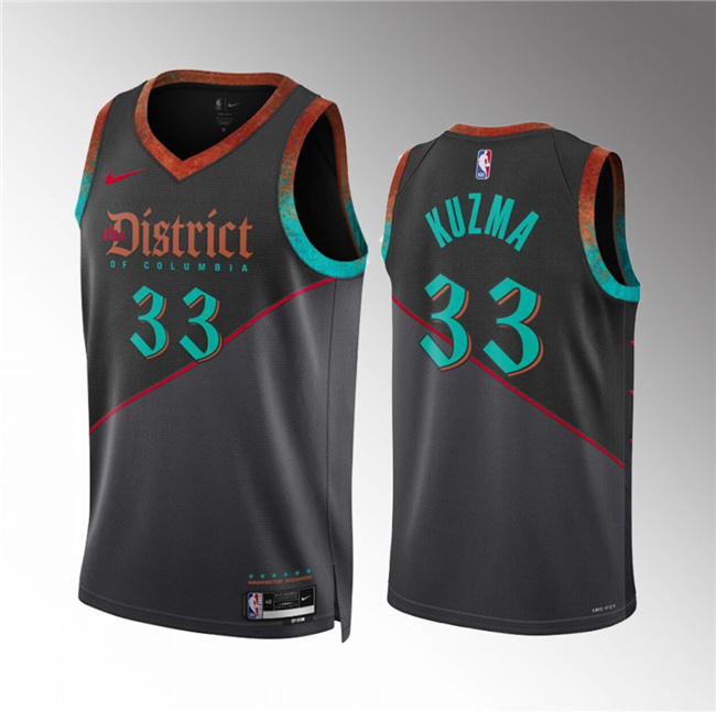 Men's Washington Wizards #33 Kyle Kuzma Black 2023/24 City Edition Stitched Basketball Jersey