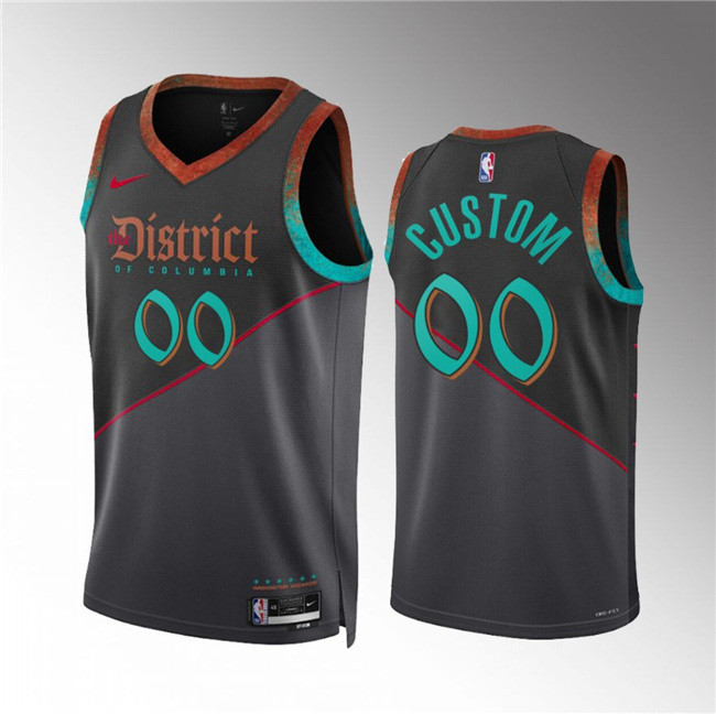 Men's Washington Wizards Active Player Custom Black 2023/24 City Edition Stitched Basketball Jersey