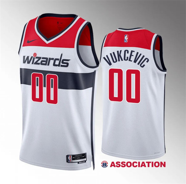 Men's Washington Wizards #00 Tristan Vukcevic White Association Edition Stitched Basketball Jersey