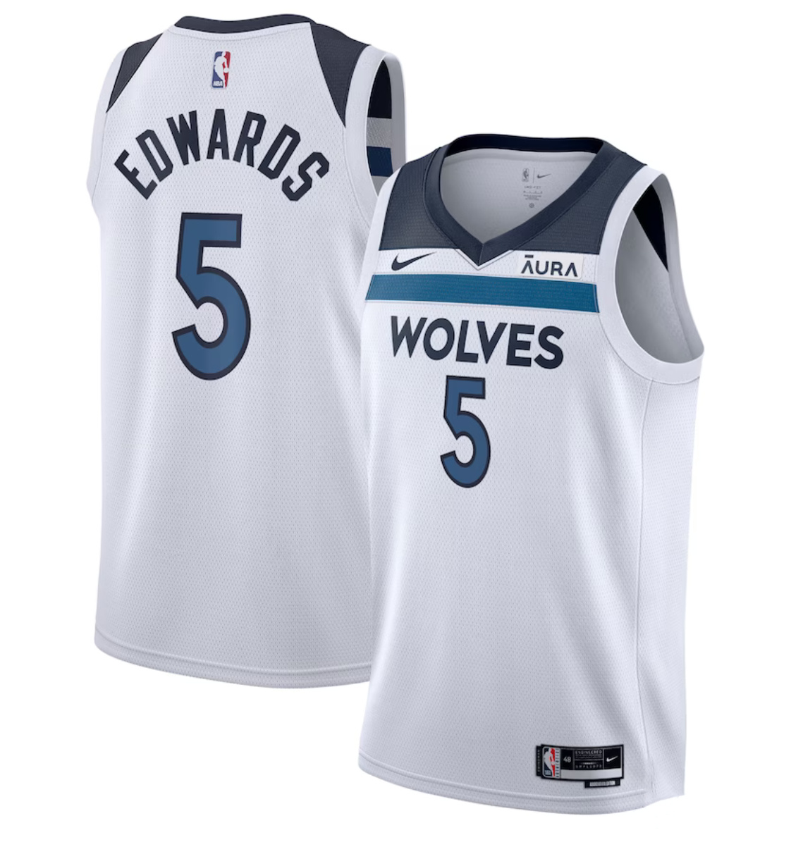 Men's Minnesota Timberwolves #5 Anthony Edwards White Association Edition Stitched Jersey