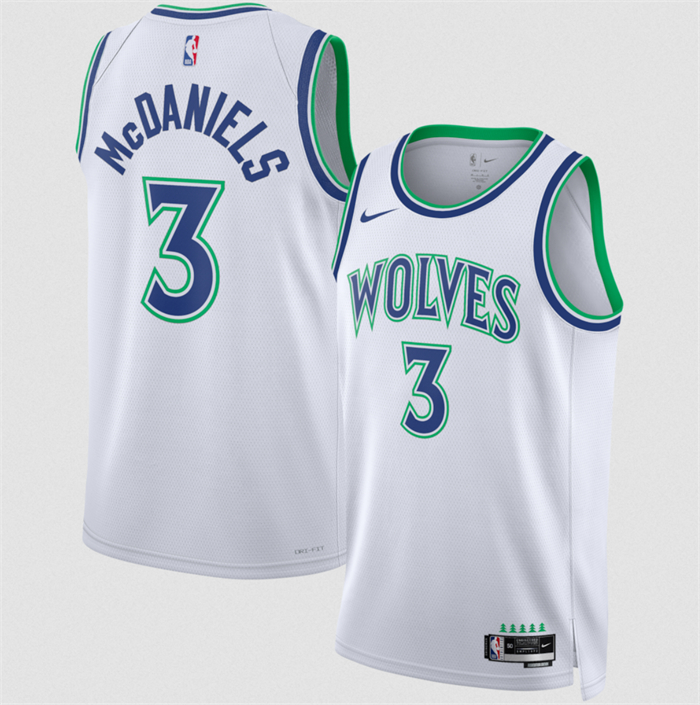 Men's Minnesota Timberwolves #3 Jaden McDaniels White 2026/27 Association Edition Stitched Basketball Jersey Men's Minnesota Timberwolves #3 Jaden McDaniels White 2026/27 Association Edition Stitched Basketball Jersey