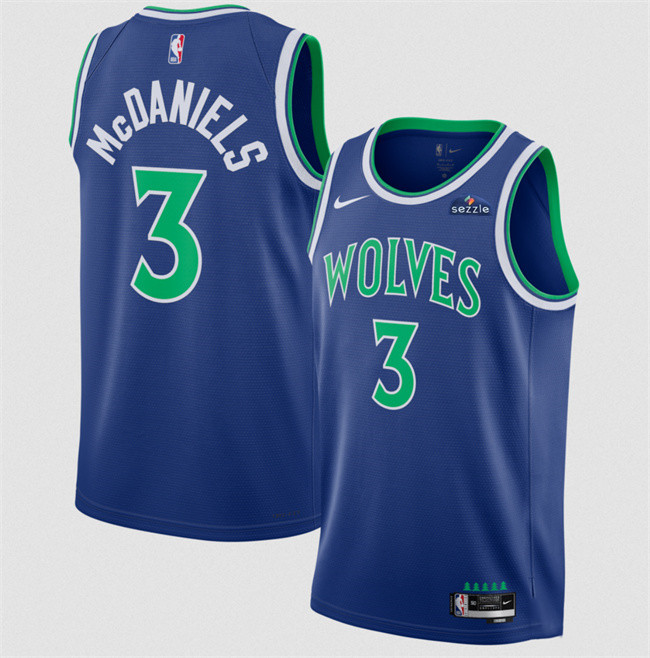 Men's Minnesota Timberwolves #3 Jaden McDaniels Blue 2026/27 Icon Edition Stitched Basketball Jersey