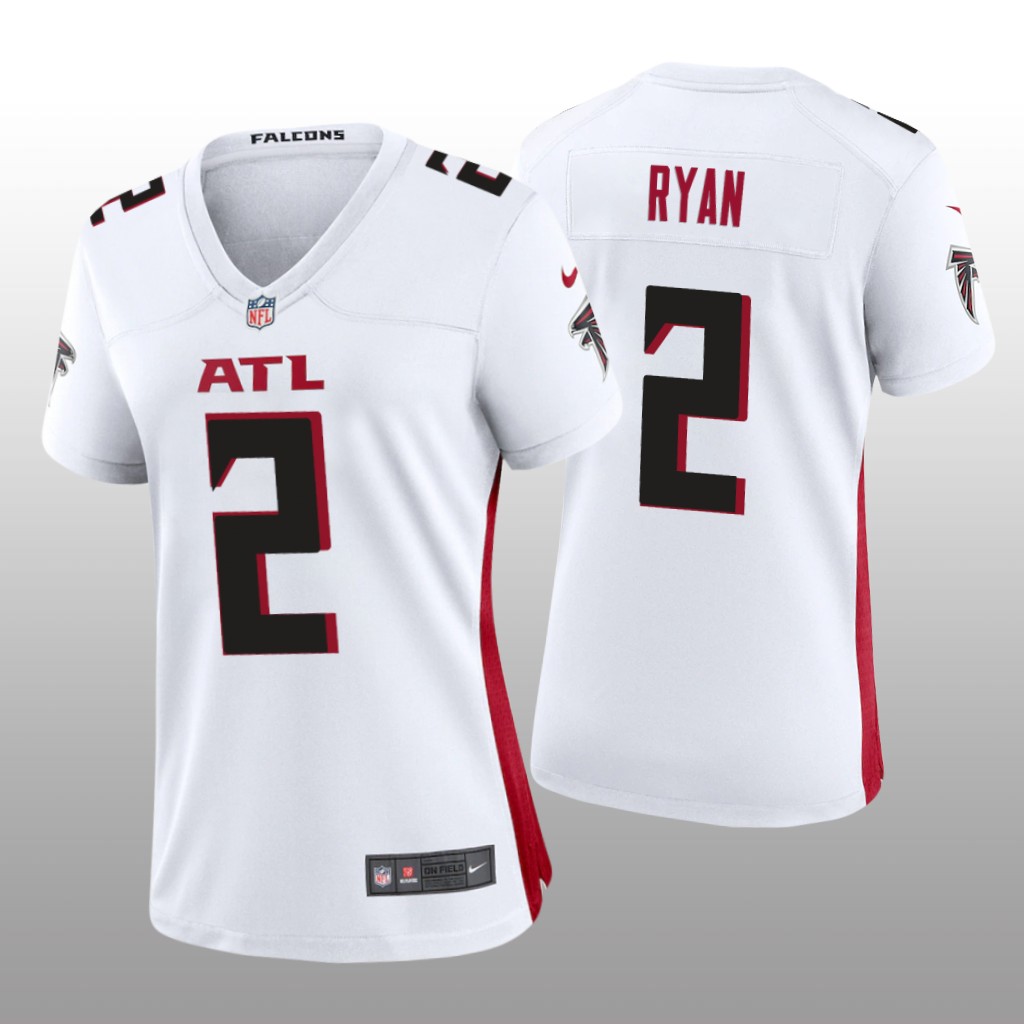 Women's Atlanta Falcons #2 Matt Ryan New White NFL Stitched Jersey(Run Small)