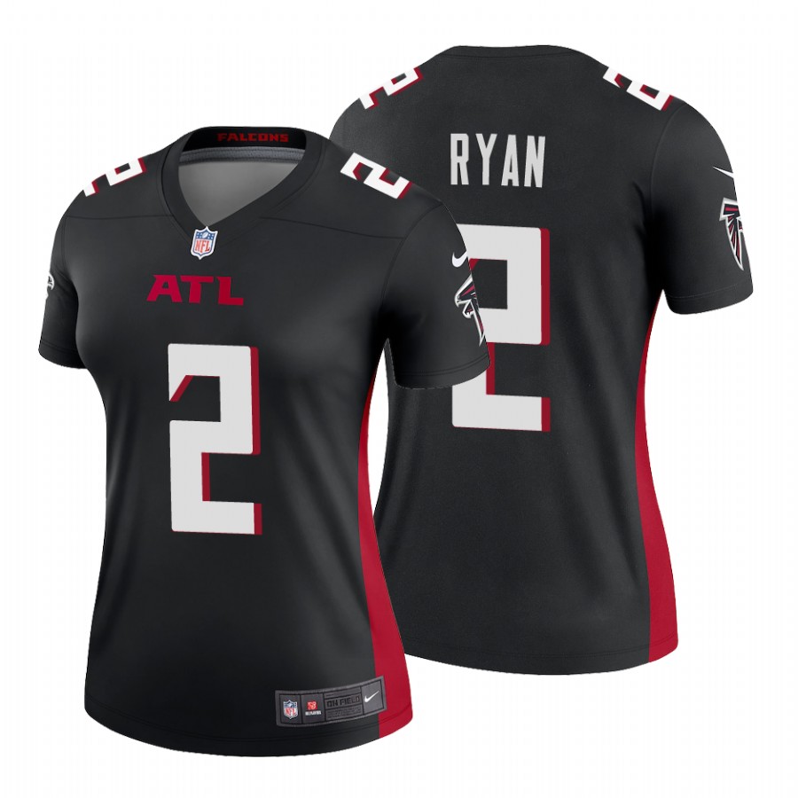 Women's Atlanta Falcons #2 Matt Ryan New Black Stitched Jersey(Run Small)