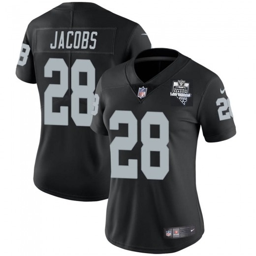 Women's Las Vegas Raiders #28 Josh Jacobs Black 2020 Inaugural Season Vapor Untouchable Limited Stitched Jersey(Run Small)