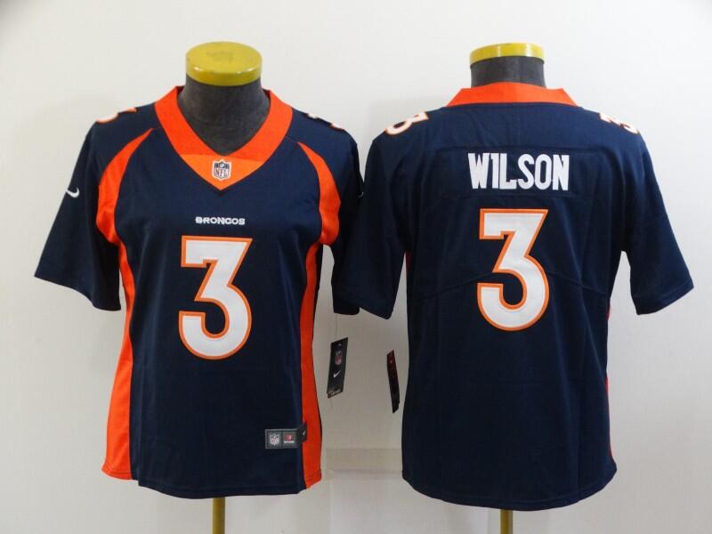 Women's Denver Broncos #3 Russell Wilson Navy Fashion Limited Stitched Jersey