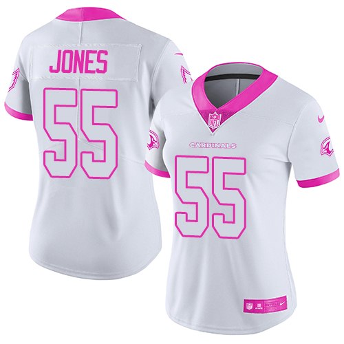 Nike Cardinals #55 Chandler Jones White/Pink Women's Stitched NFL Limited Rush Fashion Jersey