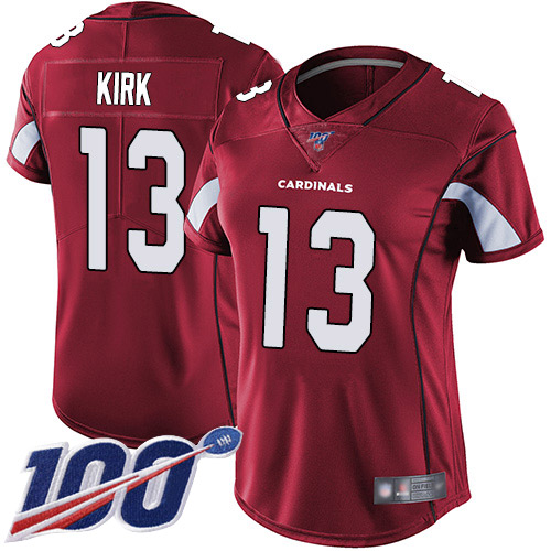 Nike Cardinals #13 Christian Kirk Red Team Color Women's Stitched NFL 100th Season Vapor Limited Jersey
