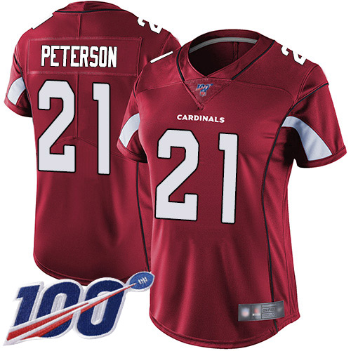 Nike Cardinals #21 Patrick Peterson Red Team Color Women's Stitched NFL 100th Season Vapor Limited Jersey