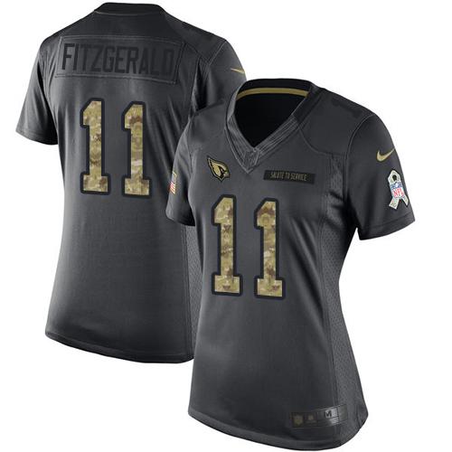Nike Cardinals #11 Larry Fitzgerald Black Women's Stitched NFL Limited 2016 Salute to Service Jersey