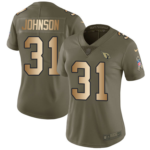 Nike Cardinals #31 David Johnson Olive/Gold Women's Stitched NFL Limited 2017 Salute to Service Jersey