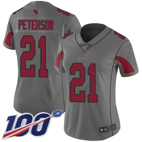 Nike Cardinals #21 Patrick Peterson Silver Women's Stitched NFL Limited Inverted Legend 100th Season Jersey