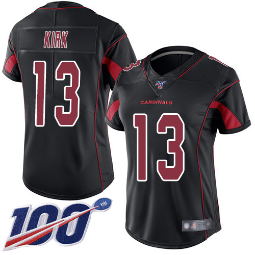 Nike Cardinals #13 Christian Kirk Black Women's Stitched NFL Limited Rush 100th Season Jersey