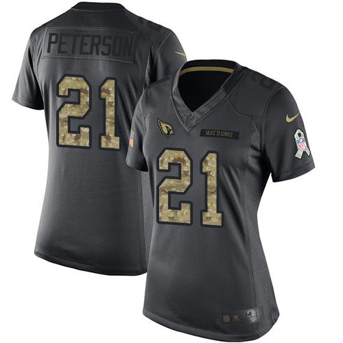 Nike Cardinals #21 Patrick Peterson Black Women's Stitched NFL Limited 2016 Salute to Service Jersey