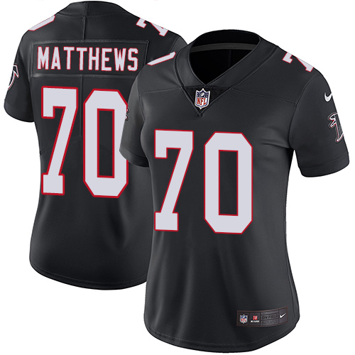 Nike Falcons #70 Jake Matthews Black Alternate Women's Stitched NFL Vapor Untouchable Limited Jersey