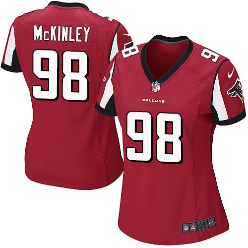 Nike Falcons #98 Takkarist McKinley Red Team Color Women's Stitched NFL Elite Jersey