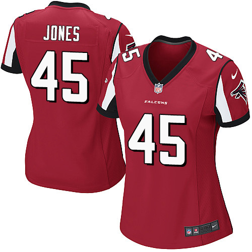 Nike Falcons #45 Deion Jones Red Team Color Women's Stitched NFL Elite Jersey