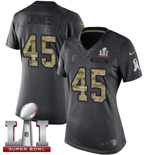 Nike Falcons #45 Deion Jones Black Super Bowl LI 51 Women's Stitched NFL Limited 2016 Salute to Service Jersey