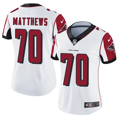 Nike Falcons #70 Jake Matthews White Women's Stitched NFL Vapor Untouchable Limited Jersey