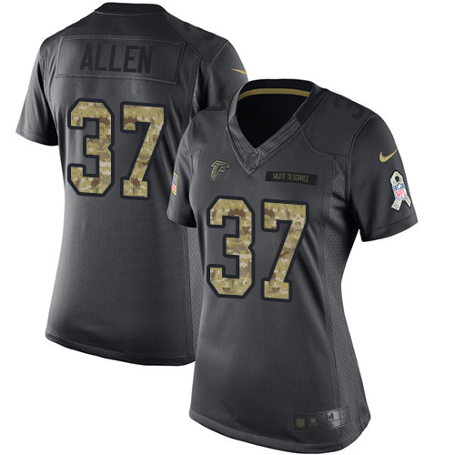 Nike Falcons #37 Ricardo Allen Black Women's Stitched NFL Limited 2016 Salute to Service Jersey